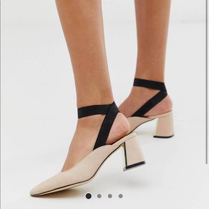 NWT ASOS truffle collection pointed mid heels in Beige